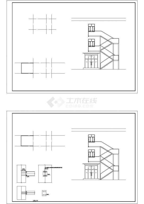某办公楼二层钢楼梯设计CAD施工图（甲级院设计）-图一