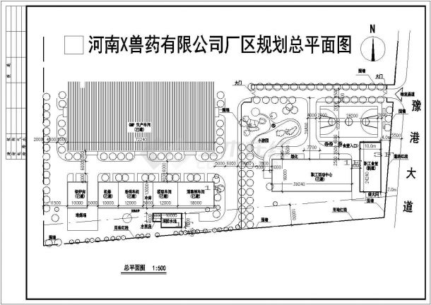 某兽药有限公司厂区规划设计cad施工总平面图（甲级院设计）-图一