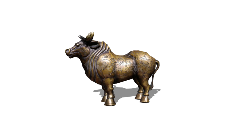 现代整牛抽象艺术雕塑su模型-图二