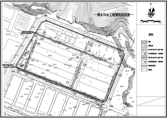 某厂区雨水污水工程管线CAD规划图_图1