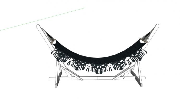 C型架支撑黑色布艺吊椅su模型_图1