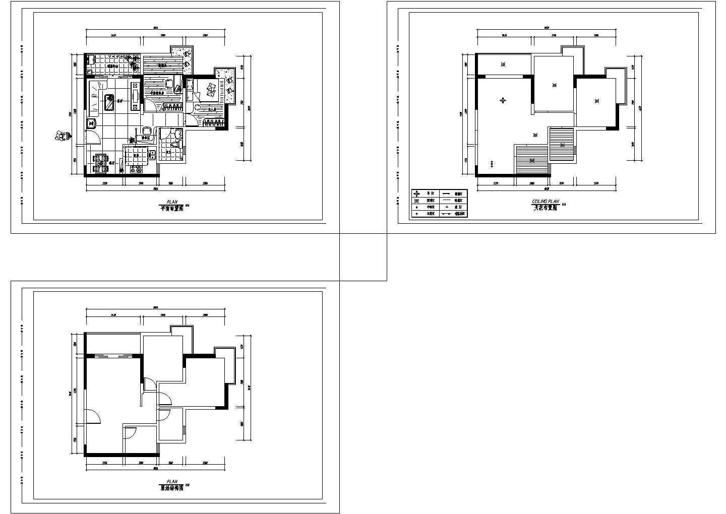 2室2厅小户型某私人住宅室内装修设计cad设计图