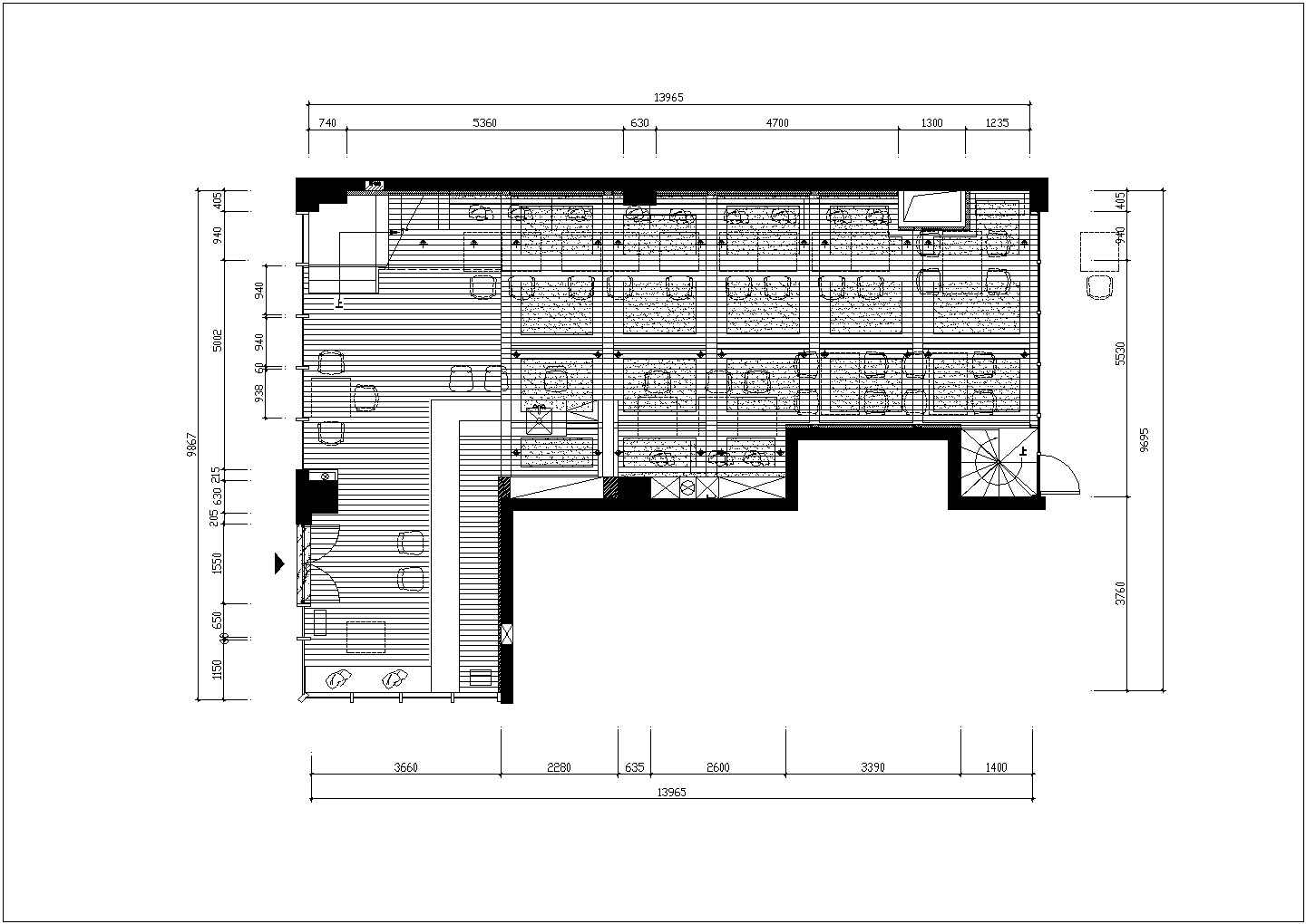 某二层西餐厅室内设计CAD节点完整平立面图纸