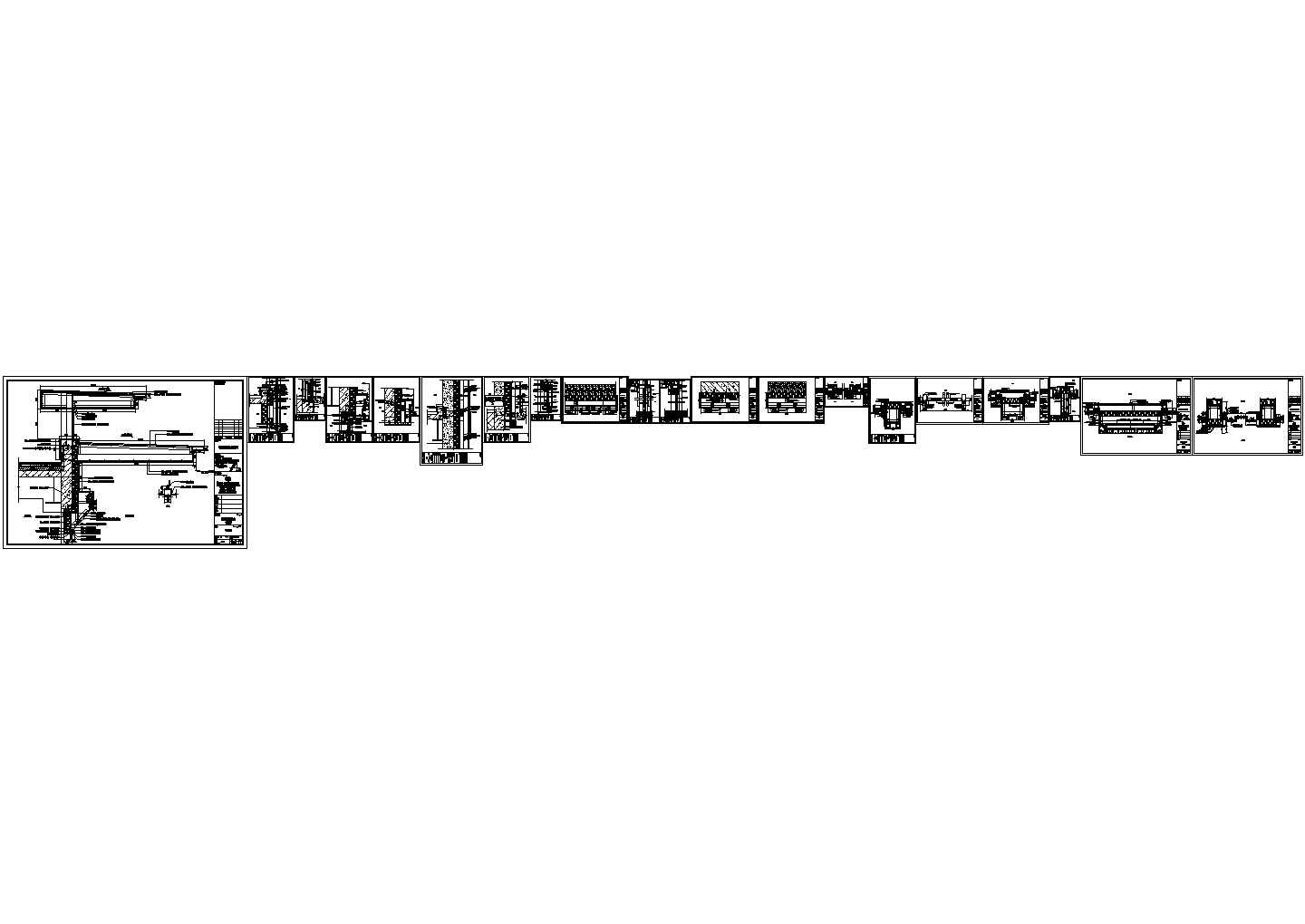 一个售楼部造型幕墙设计cad全套节点图（标注详细，20图）