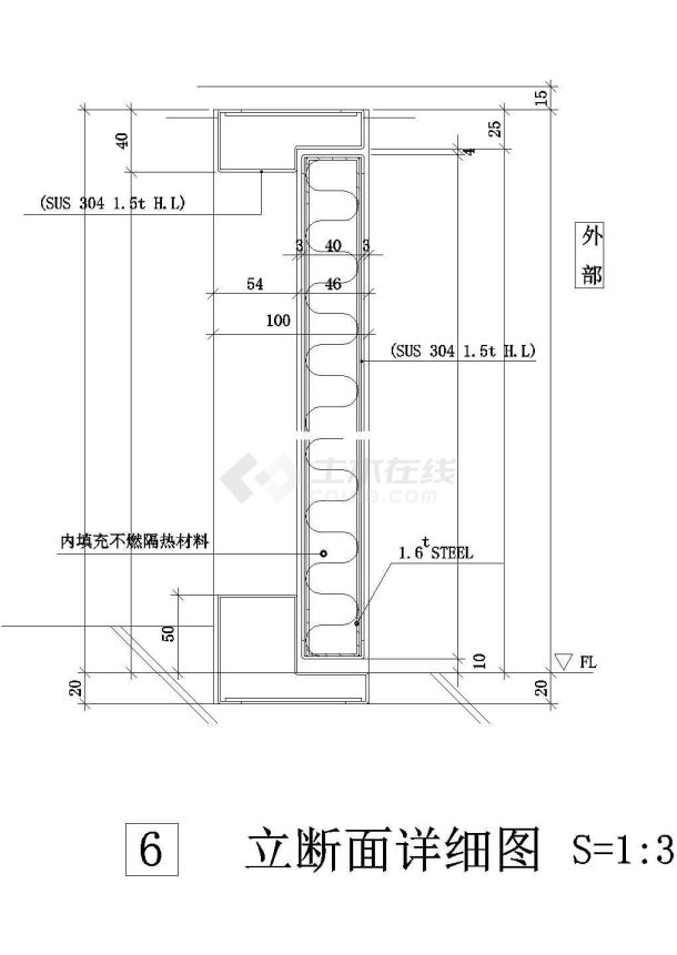 金属门-立断面详细图6CAD施工图设计-图一