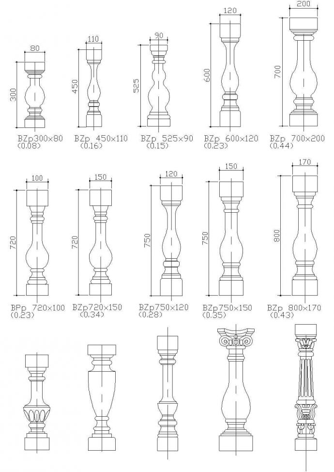 花瓶立柱CAD施工图设计_图1