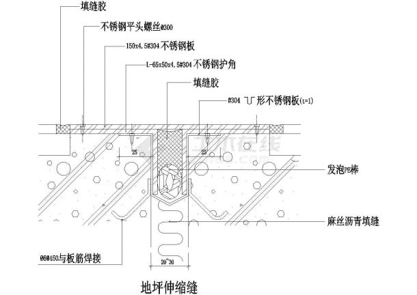 地坪伸缩缝节点大样图CAD施工图设计-图一