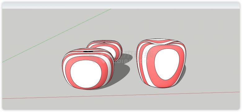 红白相间苹果形树池座椅su模型-图一