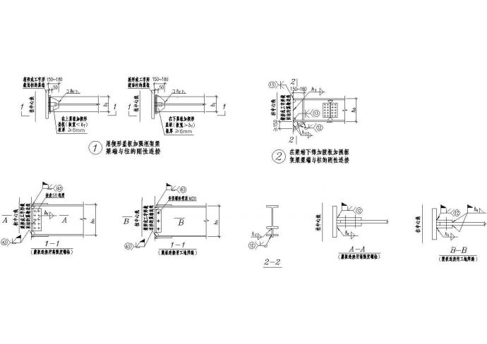 用楔形盖板加强框架梁节点构造详图CAD施工图设计_图1