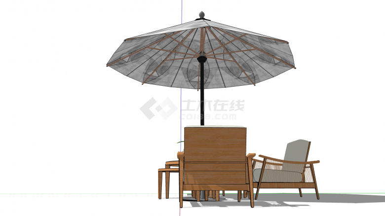 遮阳伞圆茶几户外特色座椅su模型-图二