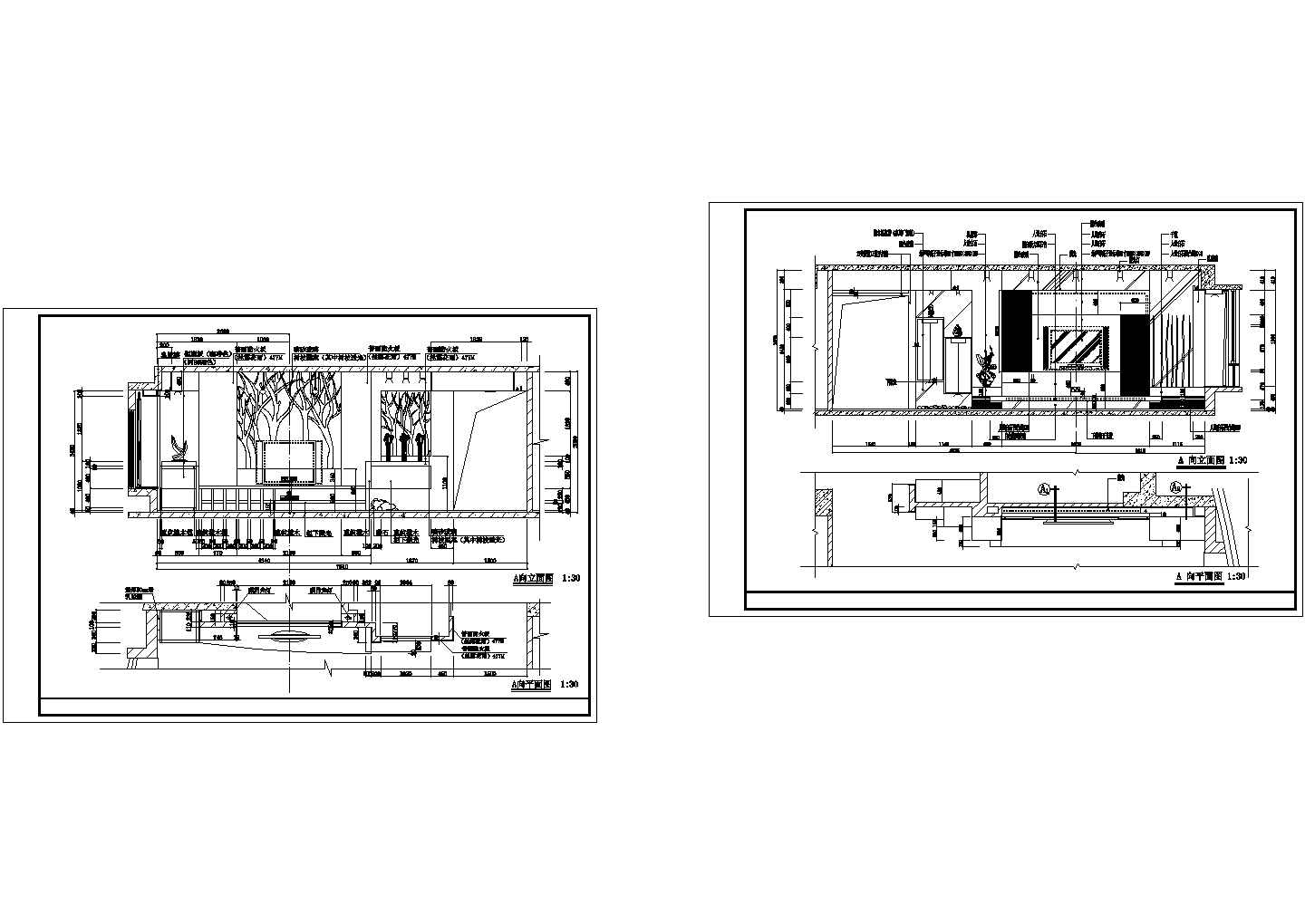 现代电视墙立面图CAD施工图设计