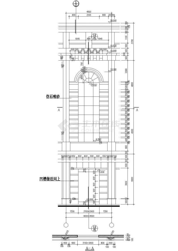 外墙窗立面装饰大样3CAD施工图设计-图一