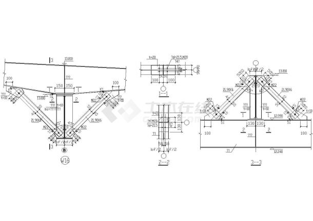 托梁节点构造详图(3)CAD施工图设计-图一