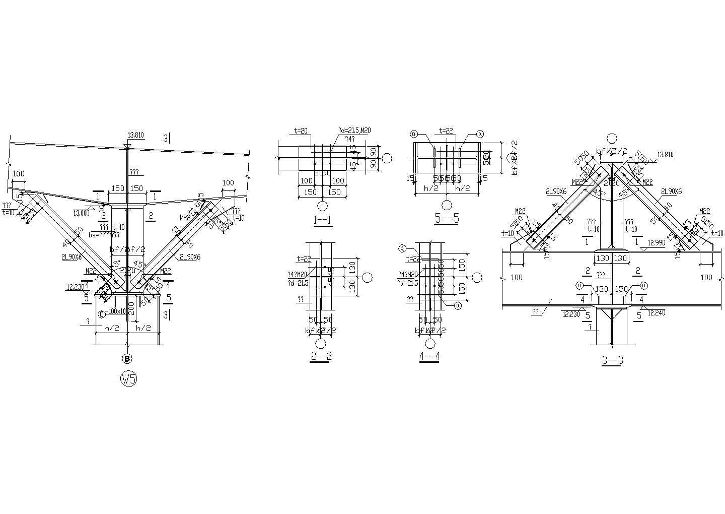 托梁节点构造详图(5)CAD施工图设计
