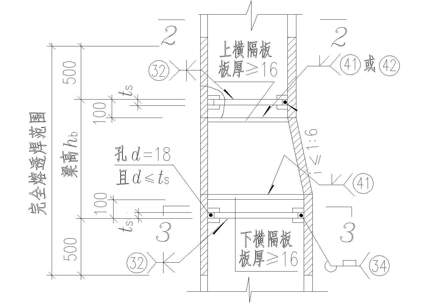 水平加劲肋的节点构造详图(1)CAD施工图设计