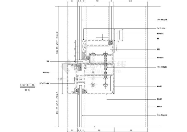 明框玻璃幕墙节点5-1CAD施工图设计-图一