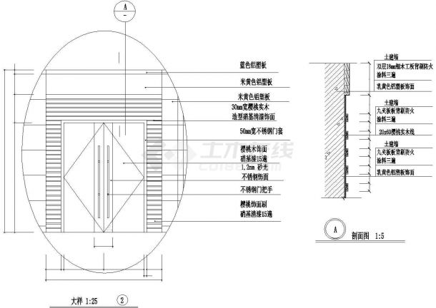 门立面、剖面CAD施工图设计-图一