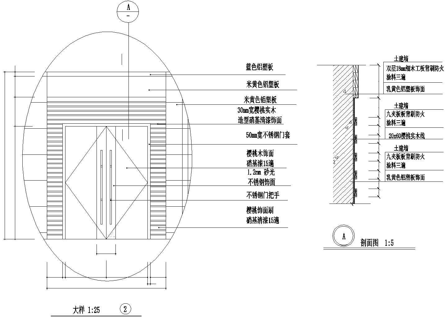 门立面、剖面CAD施工图设计