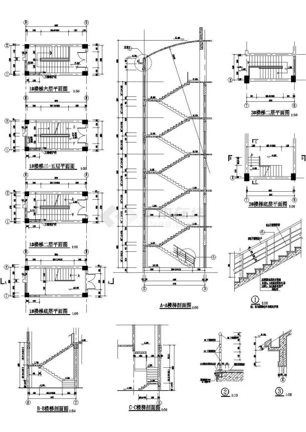 楼梯详图2CAD施工图设计-图一