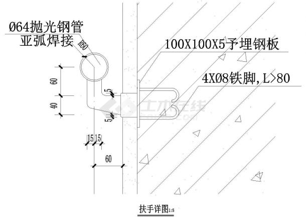 楼梯间栏杆扶手详图CAD施工图设计-图一