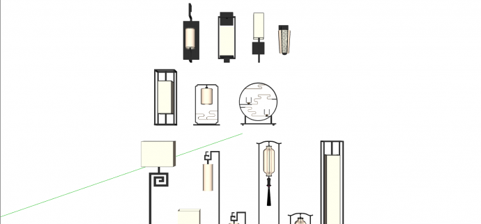 多种中式灯具组合su模型_图1