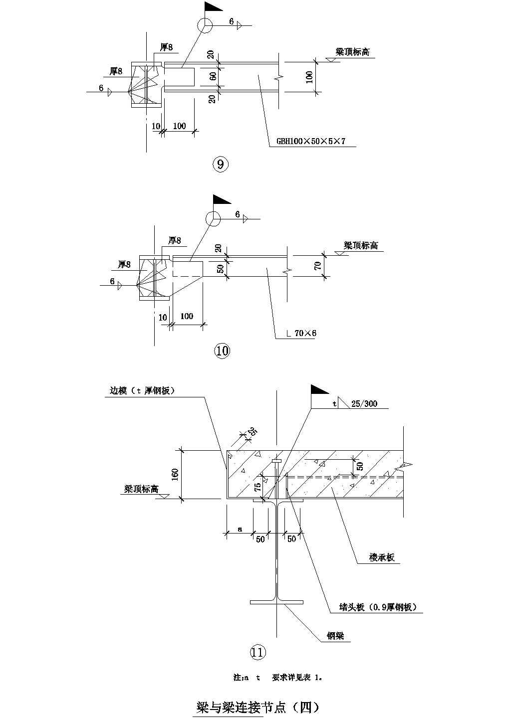 梁与梁连接节点详图（四）CAD施工图设计