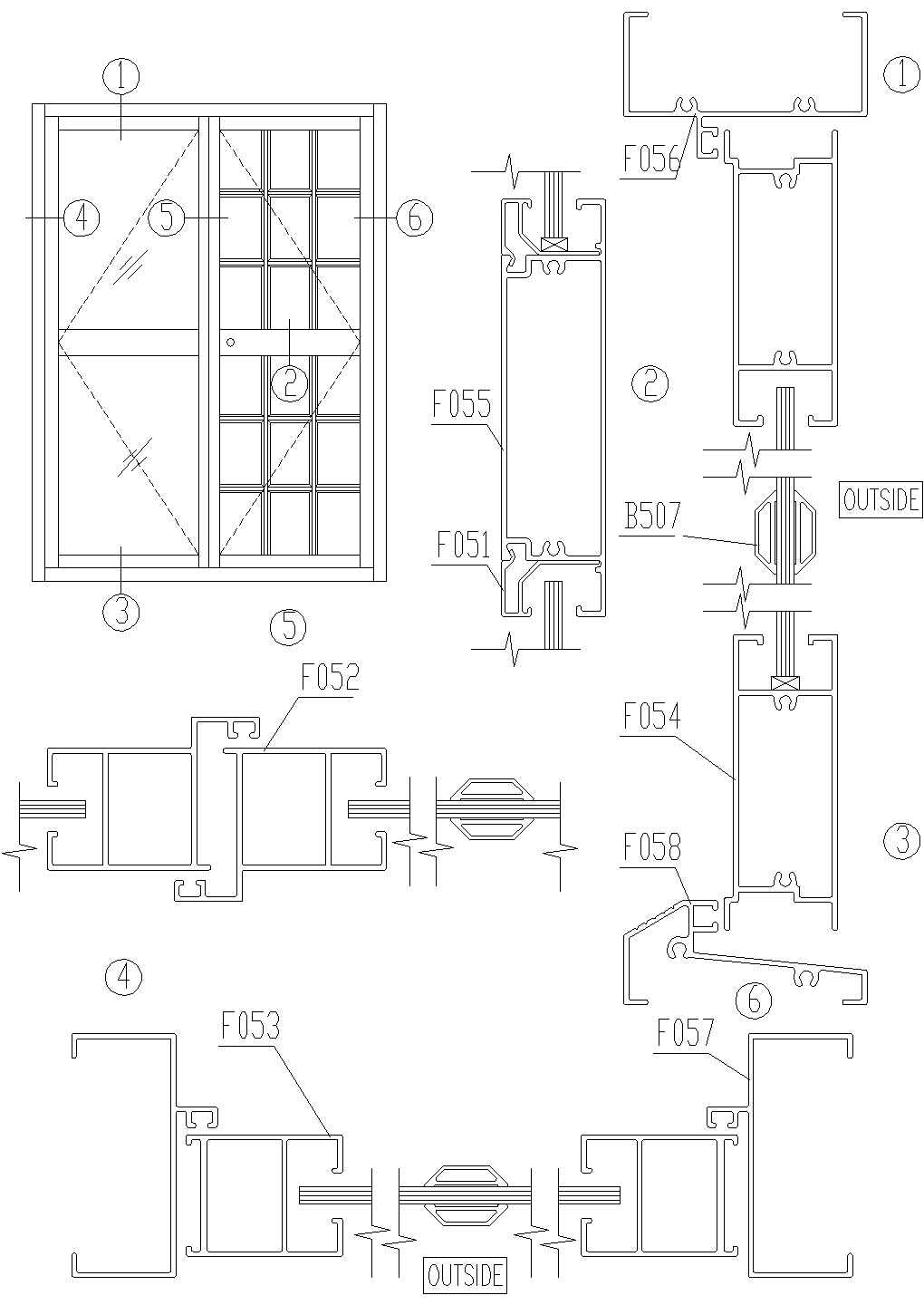 70系列平开门结构图3CAD施工图设计