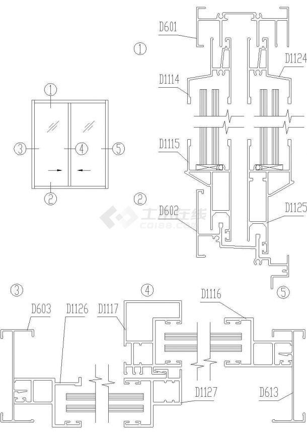 70-C系列中空玻璃推拉窗结构图CAD施工图设计-图一