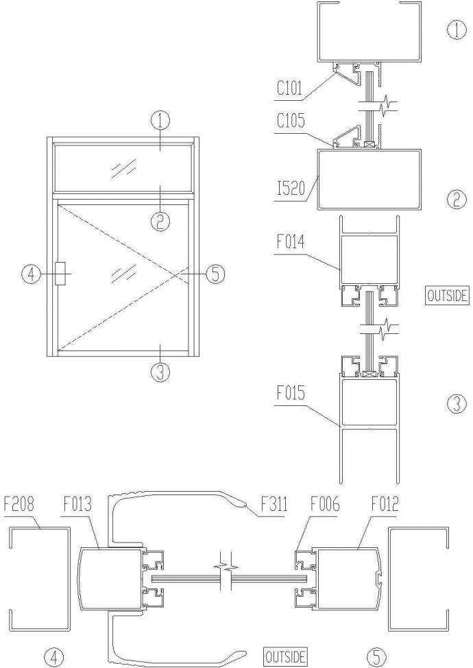 46系列地弹门结构图CAD施工图设计_图1