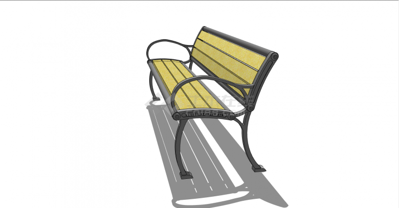 明黄色简约条形座椅su模型-图二