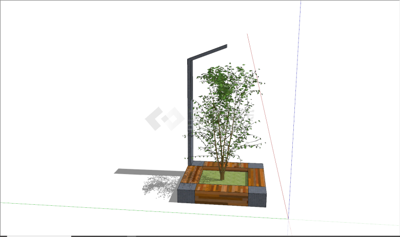 异形树池路灯一体式座椅su模型-图二