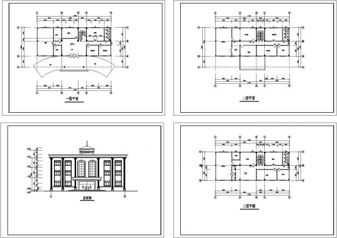 三层办公楼建筑设计cad方案图_图1