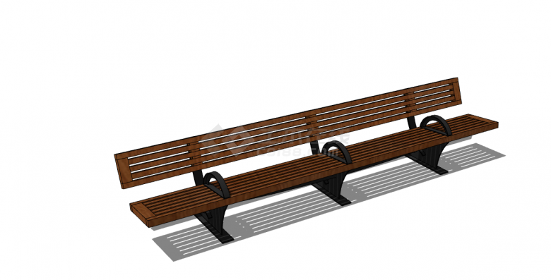 一张棕色的木质的长条座椅su模型-图二