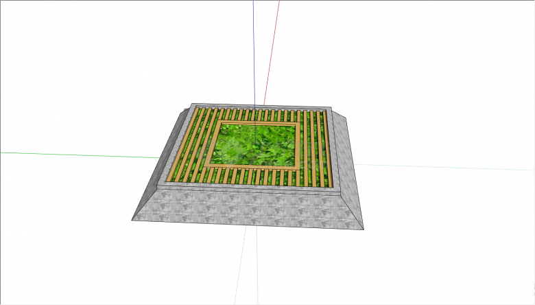 方形的中间带有绿色花池的凳子su模型-图一