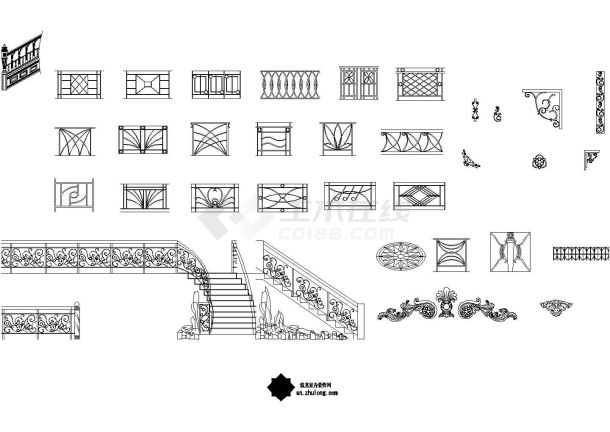 各式风格楼梯立面图CAD图块-图一