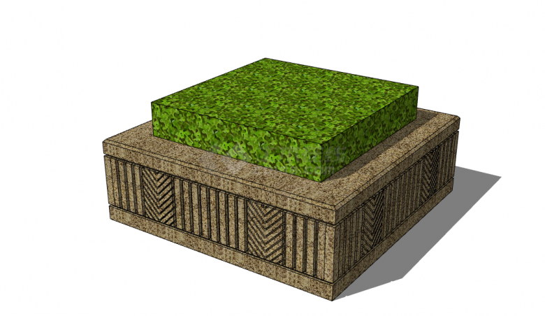 带有美观绿植的方形的椅子su模型-图二