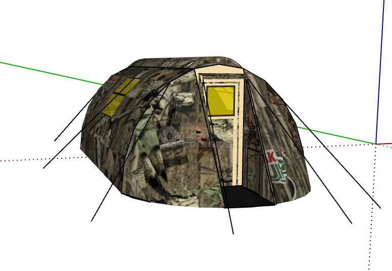 现代化中型军用露营帐篷su模型-图二