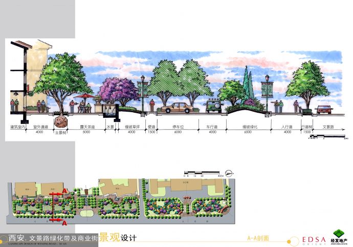 西安文景路绿化带及商业街景观设计_图1