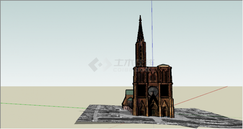 新古典风格金色哥特式教堂su模型-图二