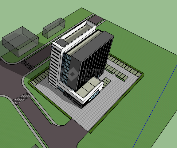 现代灰色高层大气移动办公楼su模型-图二