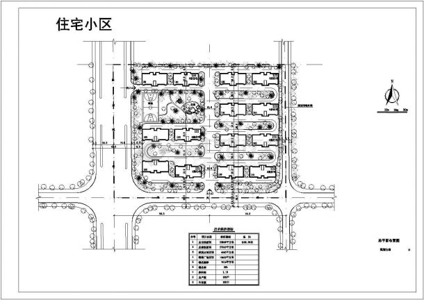 总用地23508平米（合35. 26亩）总户数168户住宅小区总平面布置图规划方案-图一