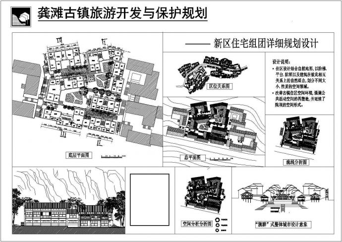 古镇旅游开发与保护规划-新区住宅组团 详细规划设计总平 区位关系 流线空间分析_图1