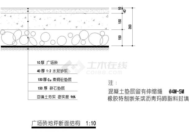 某经典地区的广场砖铺装地坪详情平立剖面图-图一