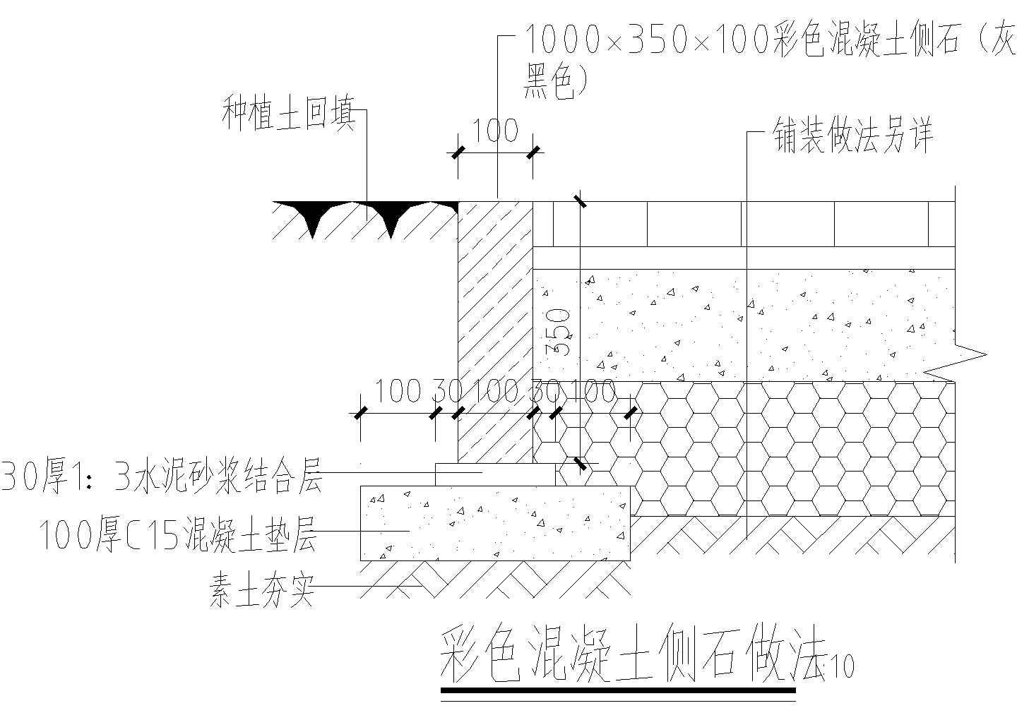 某小型彩色混凝土结构侧石设计详图