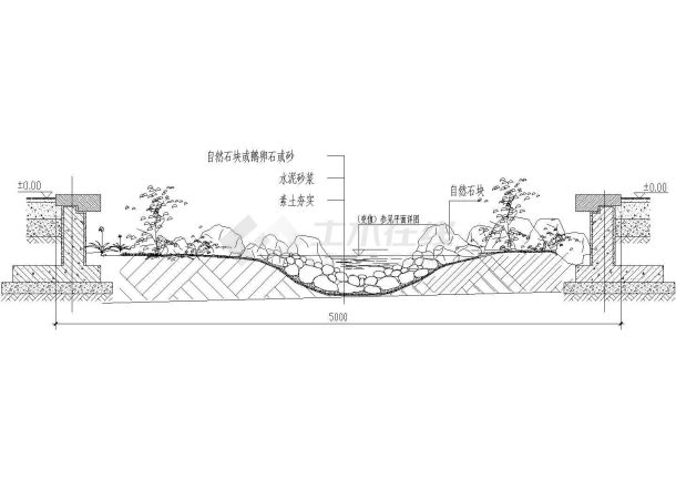 小溪枯水段做法剖面CAD参考图-图二