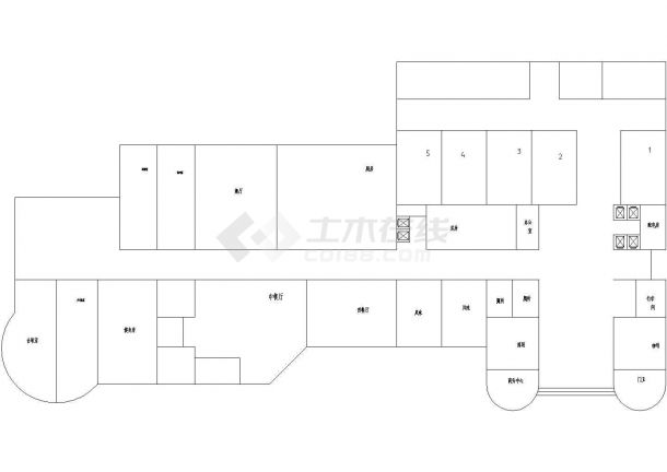 规模：100床旅馆方案设计CAD图纸-图一