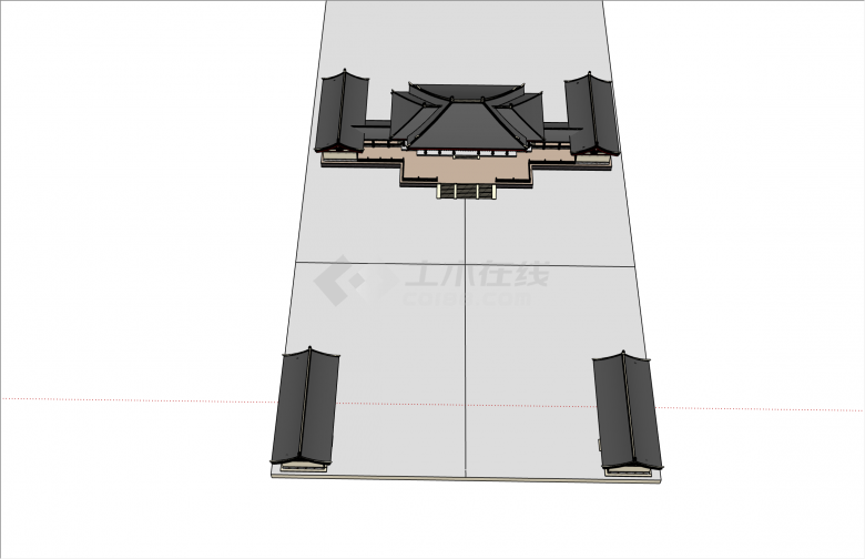 红木宋代古建筑博物馆su模型-图二