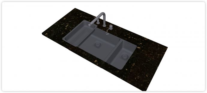 带洗菜篮台下盆不锈钢台盆水槽组合su模型_图1