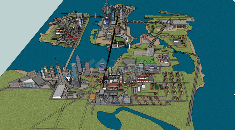 现代环海城市规划建筑su模型-图二