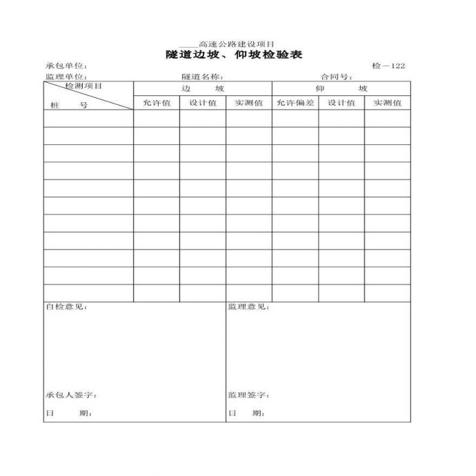 高速公路建设隧道边坡、仰坡检验表材料_图1